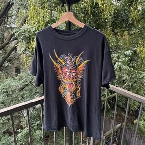 2000s Y2K Faded Tattoo Art Tee Shirt Size XL